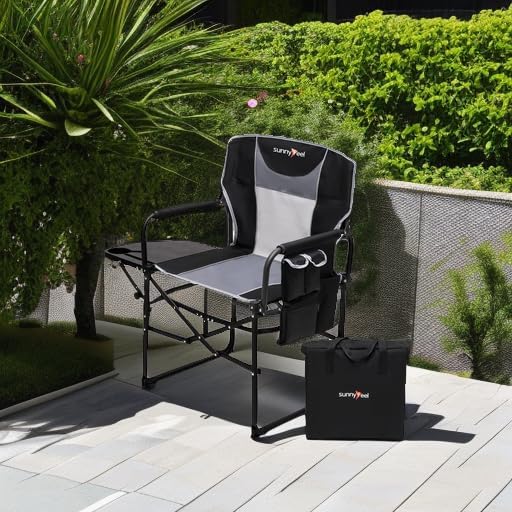 SUNNYFEEL Oversized Camping Chair Portable Directors Chairs with Side Table |...