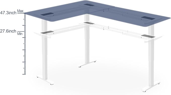 Fromann Adjustable 3 Legs Standing Desk Frame Base Electric Corner Sit-Stand Desk for Home and Office (White)