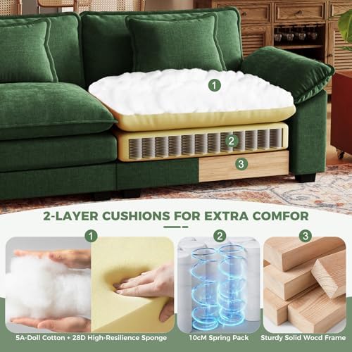 CDCASA 154" Modular Sectional Sofa, Comfy U-Shaped Cloud Couch with 2 Mo...