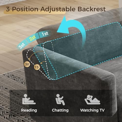 KKL Modular Sectional Couches for Living Room, U Shaped Sofa Couch with Adjus...