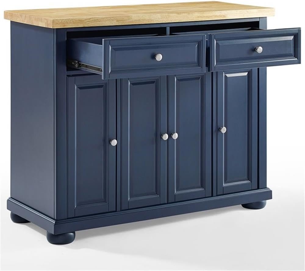 Pemberly Row Contemporary Kitchen Island Cart, Solid Wood Butcher Block Top, ...