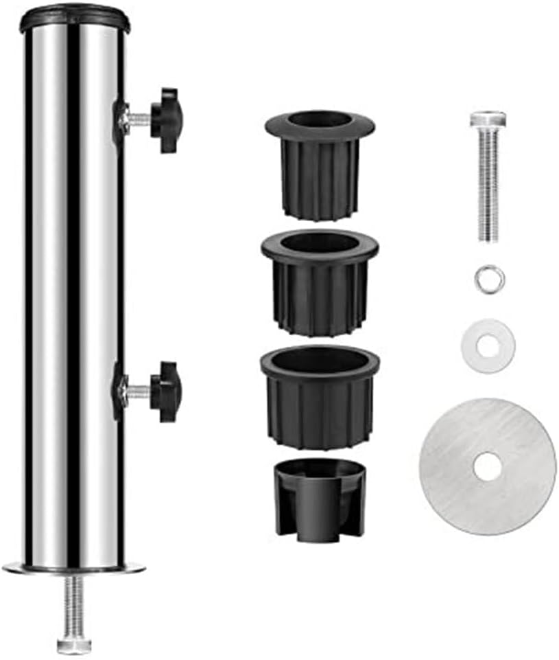 Granite Based Umbrella Stand for Outdoor Stability, Featuring Adjustable PVC Sleeves for Secure Fit