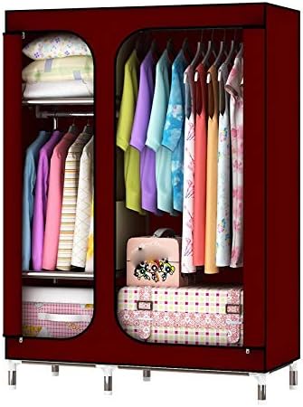 Simple Wardrobe Reinforced Thicken Cloth Sturdy Steel Frame Assembly Oxford L...