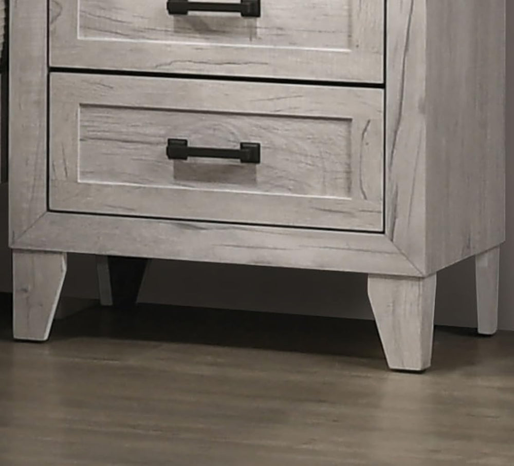 Bedside Table White Wash Finish Striking Elegant 1pc Nightstand Contemporary ...