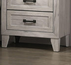 Bedside Table White Wash Finish Striking Elegant 1pc Nightstand Contemporary Style Black Bar Pull 2-Drawers,for Small Spaces