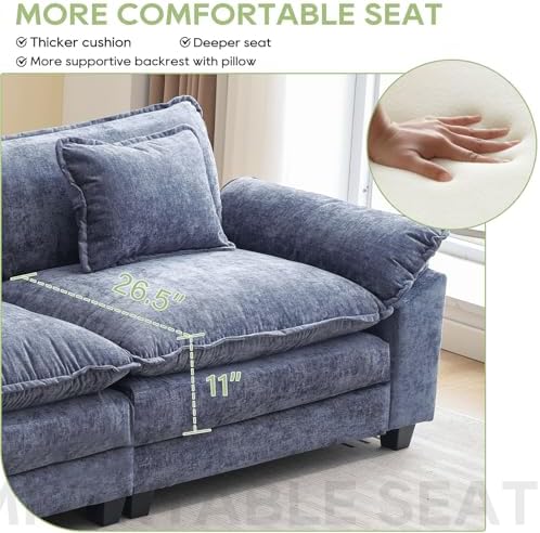 Oprisen 120" Modular Sectional Sofa, Comfy Deep Cloud Couch with Ottoman...