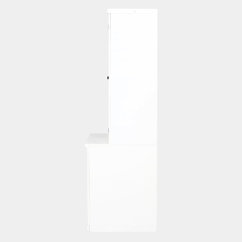 roomfitters Set of Two 75.25'' Pantry Cabinets with Glass Doors, Traditional Hutch Display Cabinet for Living Room and Kitchen, White