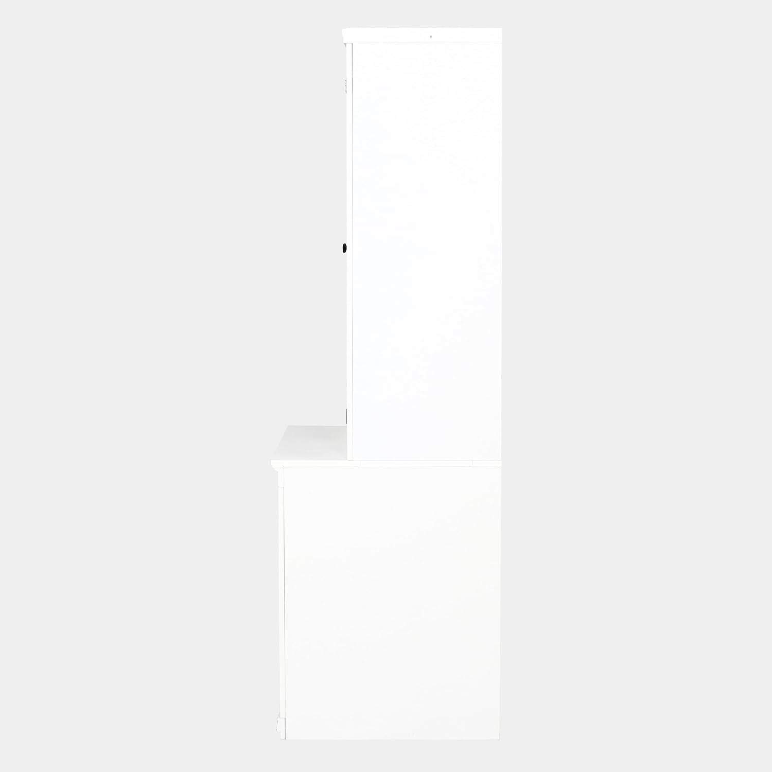roomfitters Set of Two 75.25'' Pantry Cabinets with Glass Doors, Traditional Hutch Display Cabinet for Living Room and Kitchen, White