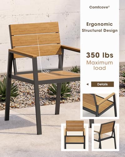 Outdoor Dining Set, Aluminum Patio HDPS Outdooor Table and Chairs Set with Um...