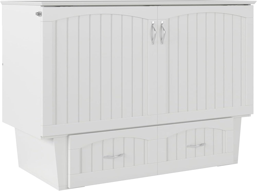 AFI, Nantucket Murphy Bed Chest Full with 6" Mattress & Drawer, White