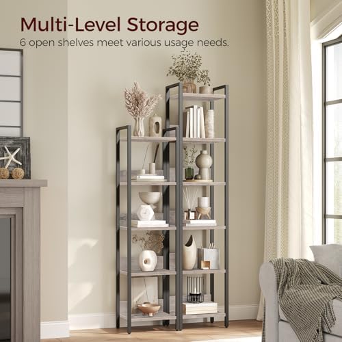 MAHANCRIS Bookshelf, 6-Tier Bookcase, Standing Book Shelf for Small Space, St...