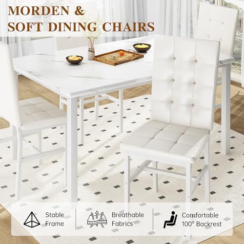 AWQM Dining Table Set for 4, Kitchen Table and Chairs Set, White