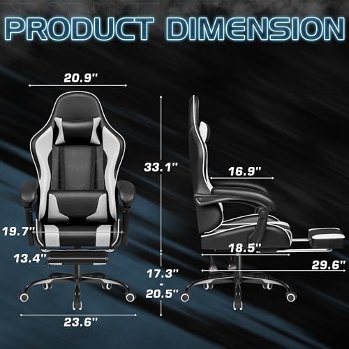 Homall Gaming Chair, Video Game Chair with Footrest and Massage Lumbar Suppor...