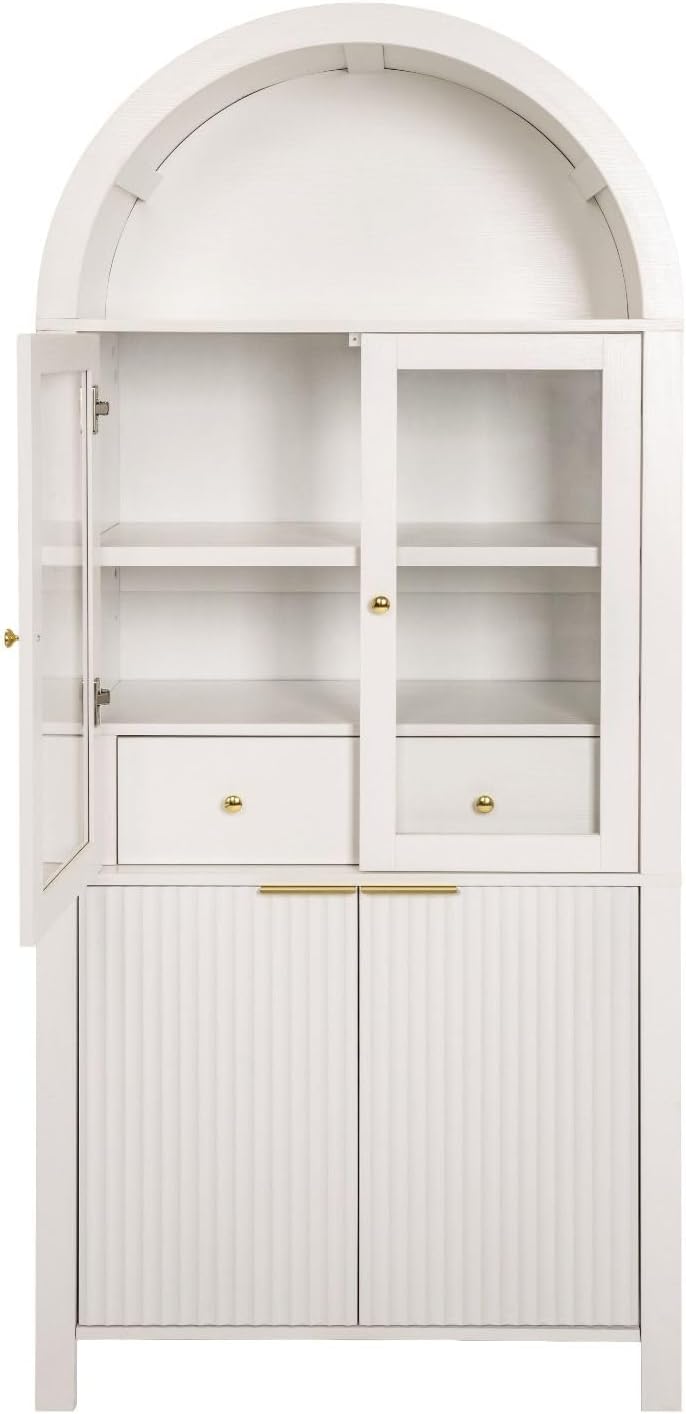 71" Tall Arched Pantry Cabinet with Adjustable Shelves, Kitchen Storage ...