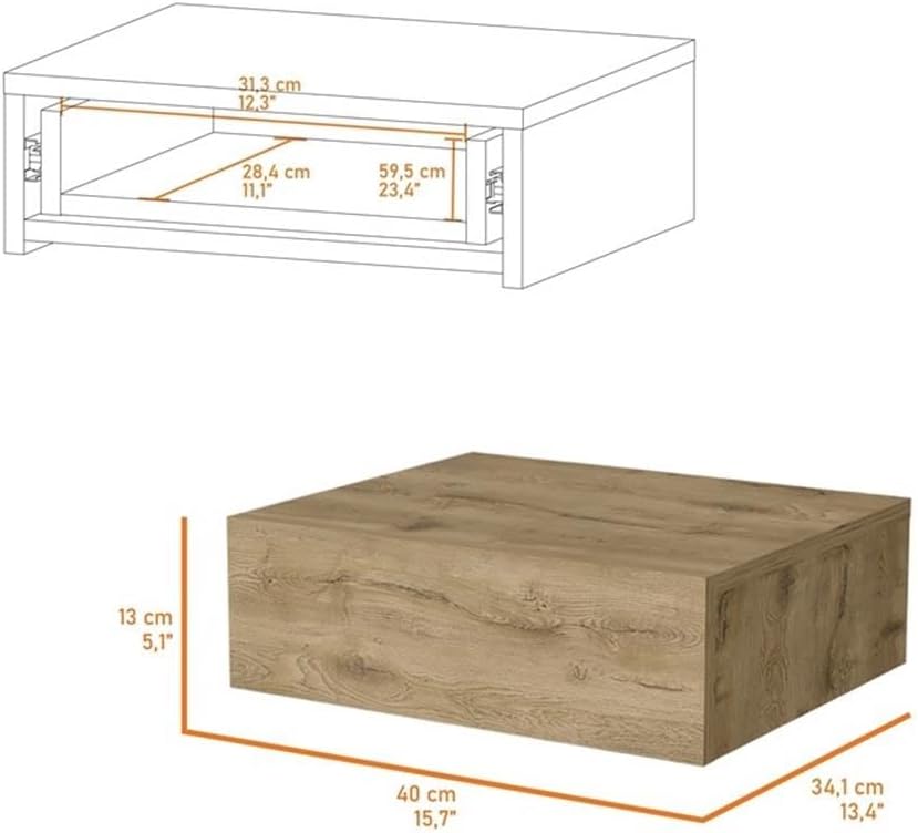 Vienna 1-Drawer Manufactured Wood Floating Nightstand, Macadamia