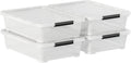 25 Quart Under the Bed Low Profile Storage Boxes, 4Pack Easy Rolling Under Bed Storage Containers Organizer for Clothes, Blankets, Shoe