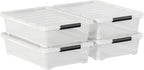 4 Pack 20-Quart Under Bed Storage Box with Wheels, Rolling Underbed Storage Containers Organizer with Latch Lids, Clear