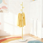 Coat Rack Freestanding with Marble Rock Slab Base, Heavy Duty Sturdy Stable Metal Tree Clothes Racks with 7 Staggered Round Hooks, Coat Hanger for Clothing Hats Bags Purses, for Room Entryway Bedroom