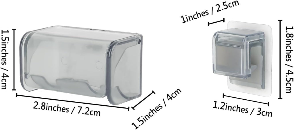 Toothbrush Holder Wall Mounted with Cover for Bathroom, 2 Slots Toothbrush Storage Organizer for Shower, Self Adhesive Toothbrush Hanger with Toothpaste Clip