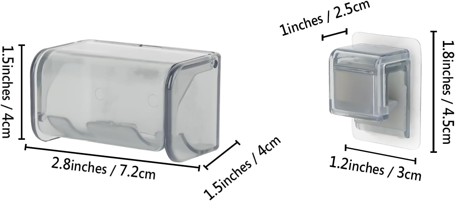 Toothbrush Holder Wall Mounted with Cover for Bathroom, 2 Slots Toothbrush Storage Organizer for Shower, Self Adhesive Toothbrush Hanger with Toothpaste Clip