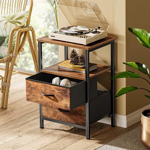 Huuger Night Stand Set of 2, Nightstand with 2 Drawers, Bedside Table
