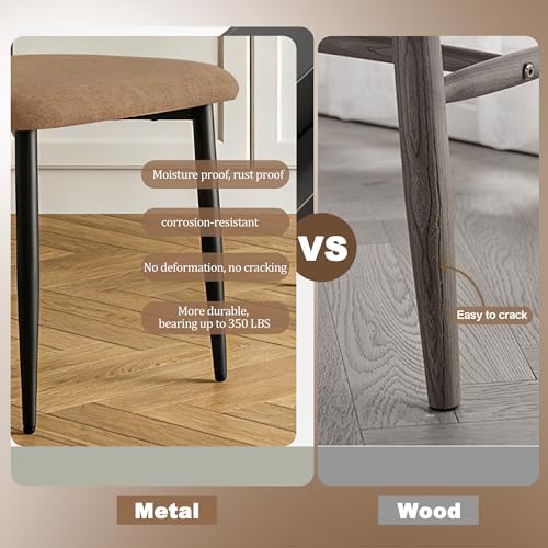 FREKEN Modern Upholstered Dining Chairs Set of 4, Mid-Century Metal Frame Lin...