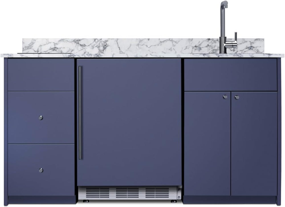 Summit 63" All in One Kitchenette, Navy Blue - CALDERAMN35I | Includes: ...