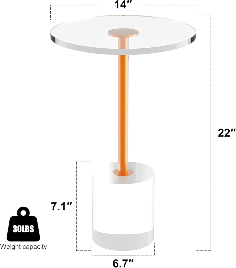 Acrylic Side Table, Acrylic End Table, Clear Round Side Table/Modern Drink Ta...