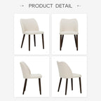 COLAMY Dining Chairs Set of 4, Upholstered Fabric Kitchen Chairs with Curved Back, Padded Seat and Solid Wood Legs, Modern Dining Chair for Kitchen Dining Room, Beige