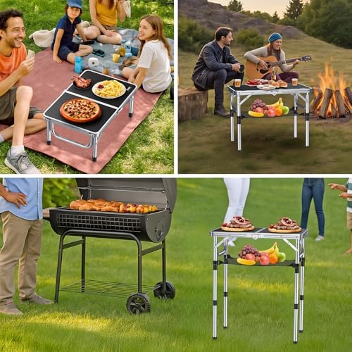 Anbte Folding Camping Table, 24"X 16" Adjustable Height Small Foldi...