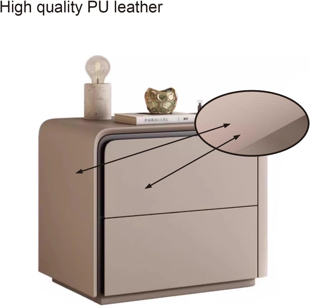 Nightstand Wooden, Bedside Table PU Finish, 2 Drawers Bedside Tables, Side Be...
