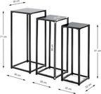 HAKU Möbel Flower column set of 3, metal, black, W 22 x D 22 x H 61 cm/W 26 x D 26 x H 66 cm/W 30 x D 30 x H 71 cm