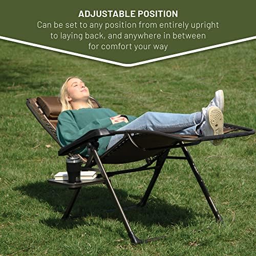 TIMBER RIDGE Zero Gravity Chairs, Folding Recliner Chair Padded with Cup Hold...
