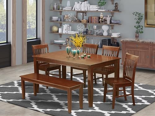East West Furniture DUNO6D-MAH-W 6-Pc Modern Dining Table Set - a Rectangular...