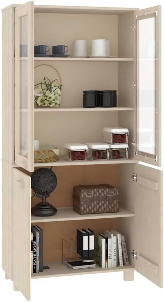 Solid Pine Wood Highboard Honey Brown