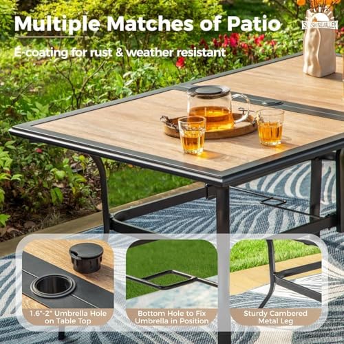 SUNSHINE VALLEY 7pc Patio Dining Set, 60”Metal Table (PVC Top) & 6 Chairs