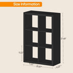 furtble Bookshelf with Storage Bins, 6 Cube Storage Organizer, Modern Wood Bookcase, Multifunctional Display Shelf for Living Room (Matte Black, 6 Cube)