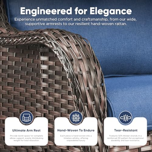 Belord Patio Wicker Chairs Swivel Rocker,Outdoor Patio Furniture Set with Rat...