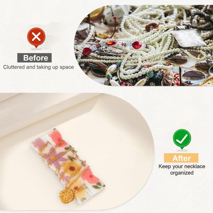 10 Pack Portable Tangle-Free Jewelry Organizer, Travel Necklace Storage Case for Chains, Pendants & Bracelets, Jewelry Containers with Card Holder, Anti-Tangle Jewelry Roll Alternative (Flowers)