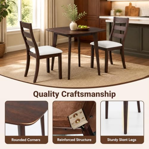 GIANTEX Small Dining Table Set for 2, Wood Square Kitchen Table and 2 Dinner ...