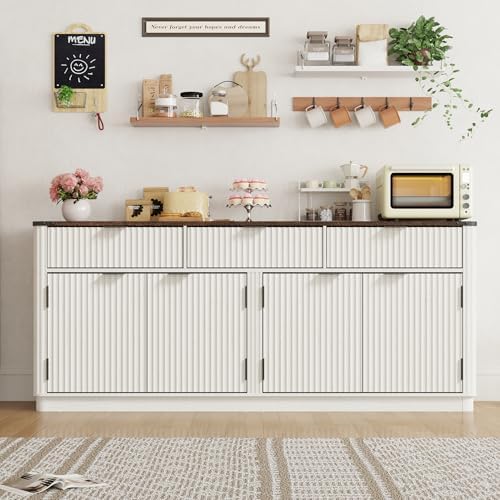 chartustriable 70” Rounded Edge Large Sideboard Buffet Cabinet with 3 Storage...