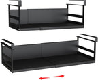 Expandable Under Cabinet Shelf Organizer with 0.94-Inch Thick Clips, Heavy Duty Extendable Under Shelf Storage Basket for Pantry or Laundry Room, Black, 2 Pack, Interior: 4.13" H x 7.2" D