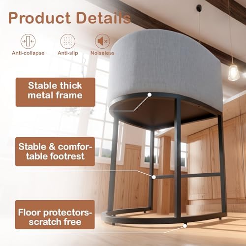 26" H Counter Height Bar Stools Set of 3, Modern Barrel Counter Stools w...