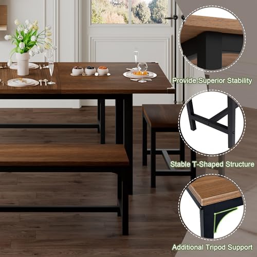 Feonase 5-Piece Dining Table Set for 4-8 People, 63" Extendable Kitchen ...