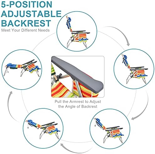 S AFSTAR Folding Beach Chair Set, 2 Pack Folding Chair and Aluminum Small Tab...