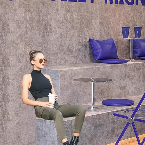Space-Saving Wall-Mounted Round Table - Modern Stainless Steel Small Tray End...