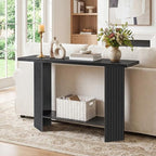 HOOBRO Tall Side Table and Console Table Bundle, with Adjustable Mesh Shelves and Wave-Patterned Legs, for Living Room, Entryway, BB03DH01-BK385XG01