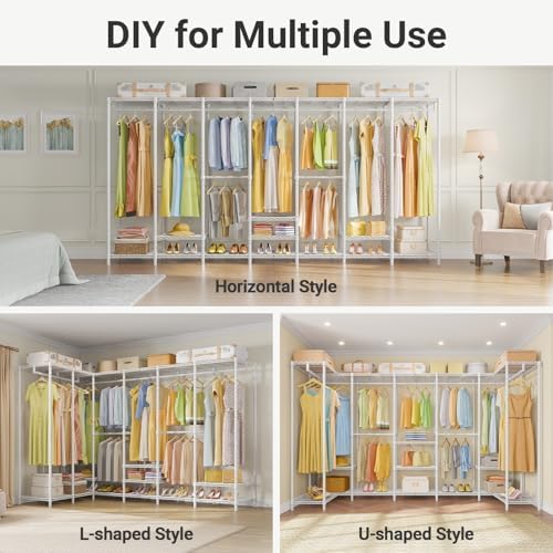 VIPEK U70 White Closet Rack, Extra Large Clothing Rack Max Load 1670 LBS