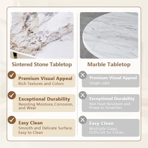 Dining Room Table Set for 4,Dining Table Set for 4, Sintered Stone Kitchen Ta...