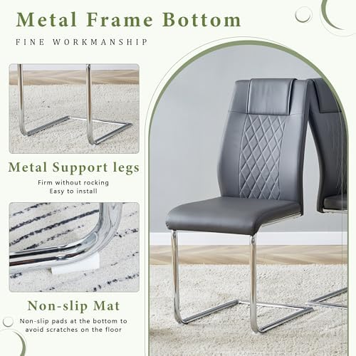 Modern Dining Table Set for 6, 63 Inch White Faux Marble Dining Room Table wi...